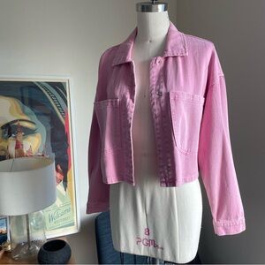 L125 Pink Cotton Denim Crop Jacket